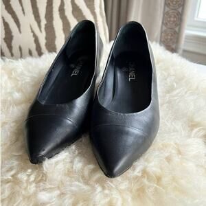 Chanel Classic Mid-Height Cap Toe Pointy Chunky Heels